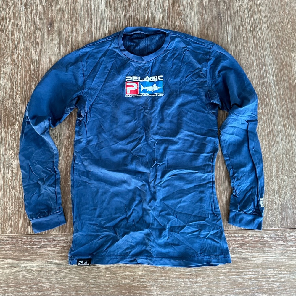 Pelagic Youth Kids’ Boys Blue Long-Sleeve Sun Shirt